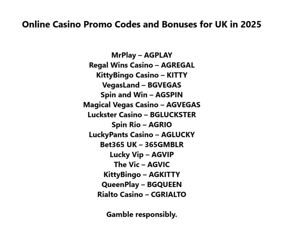online casino bonus 2025 and promo codes UK